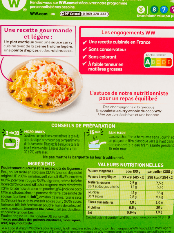 Weight Watchers - Tagliatelles au poulet, champignons, crème et ciboulette  (300g) commandez en ligne avec Flink !