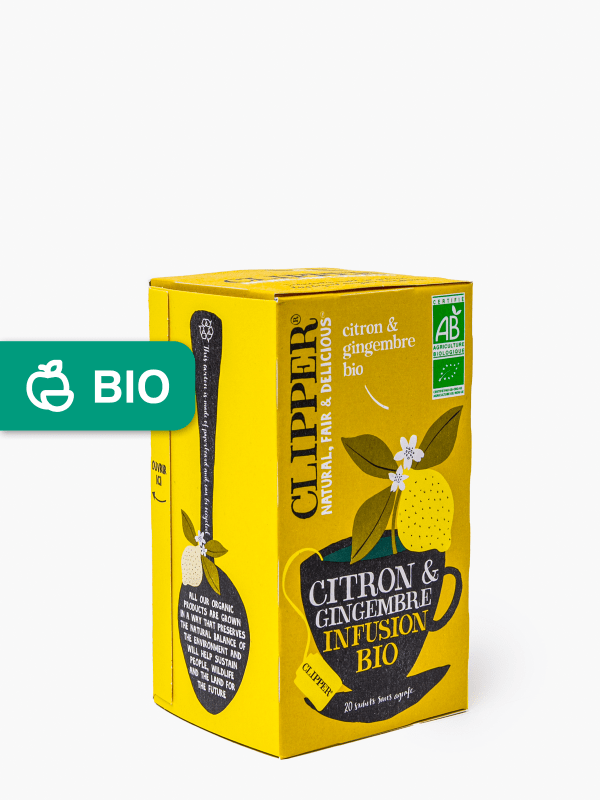 Clipper - Citron et Gingembre - infusion bio (50 g) commandez en ligne avec  Flink !