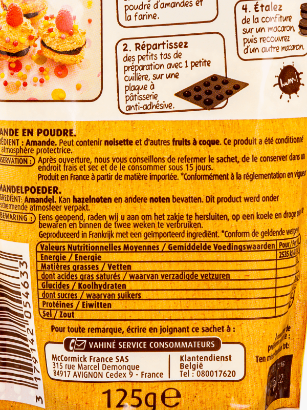  Vahine Amandes en Poudre French Almond Powder 125 grams :  Cooking And Baking Almonds : Grocery & Gourmet Food