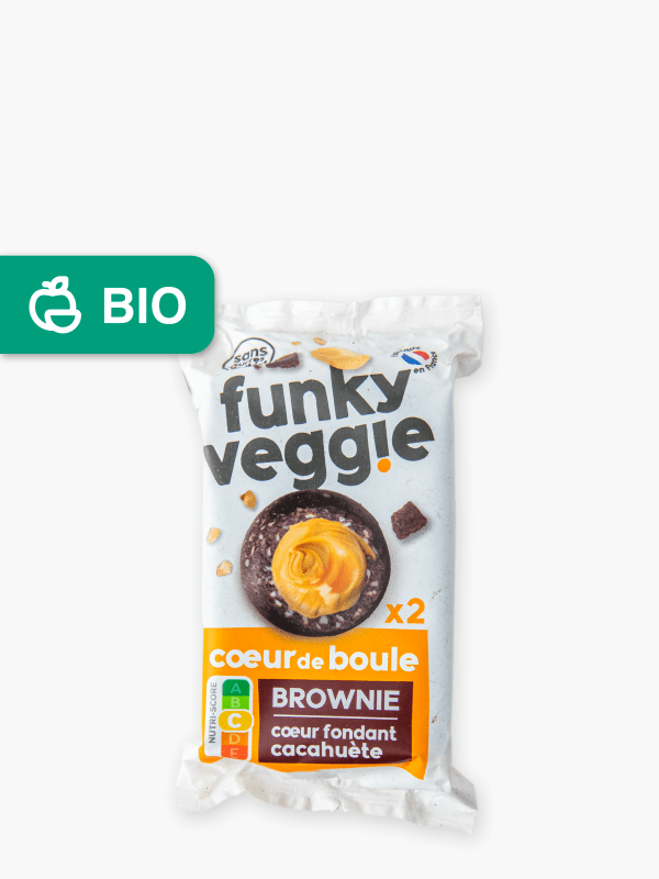 Funky Veggie - Cœur de boule Brownie & Cacahuètes Bio (36g) commandez en  ligne avec Flink !