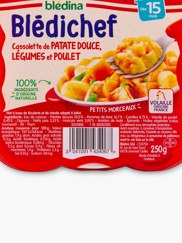 Petites pâtes et boeuf bourguignon dès 18 mois Blédichef Blédina - 250g