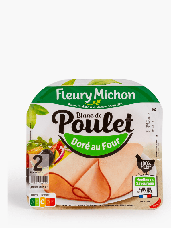 Fleury Michon - Blanc de poulet doré au four 2 tranches (80g)