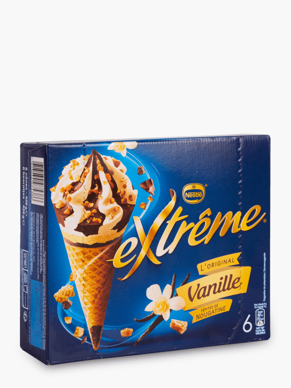 Nestlé Extrême - Cônes glacés à la vanille et aux pépites de nougatine (x6)