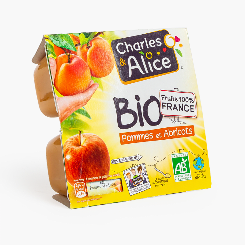 Charles & Alice - Dessert pomme abricot Bio (4x95g)