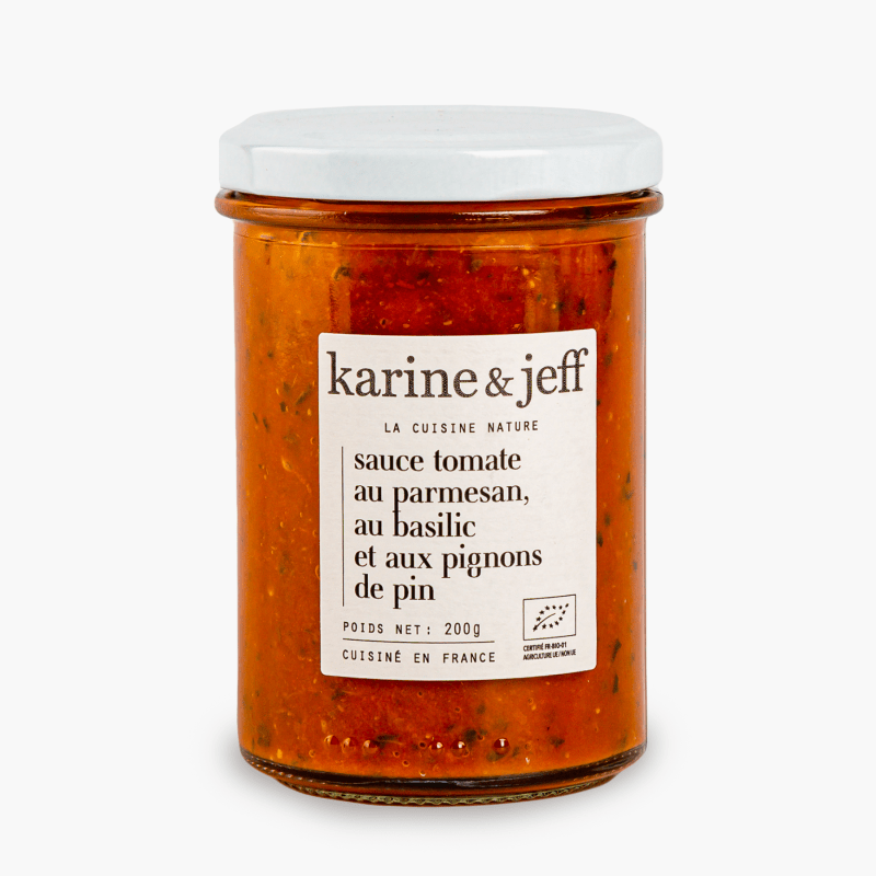 Karine & Jeff - Sauce tomate au parmesan au basilic et aux pignons de pin (200g)