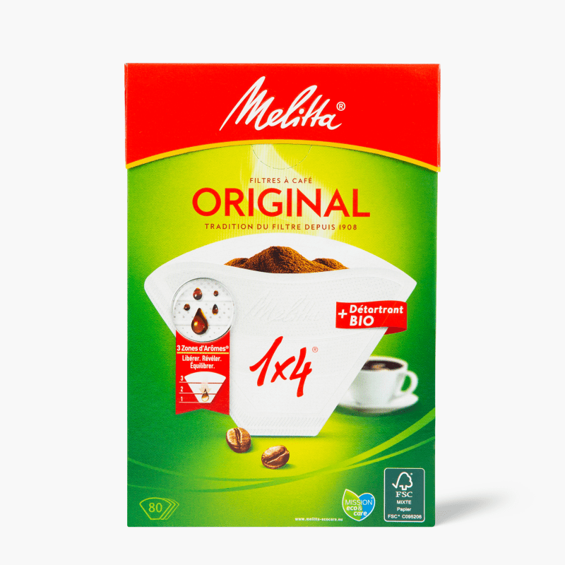 Melitta - Filtres à café original 1x4 + détartrant (x80)