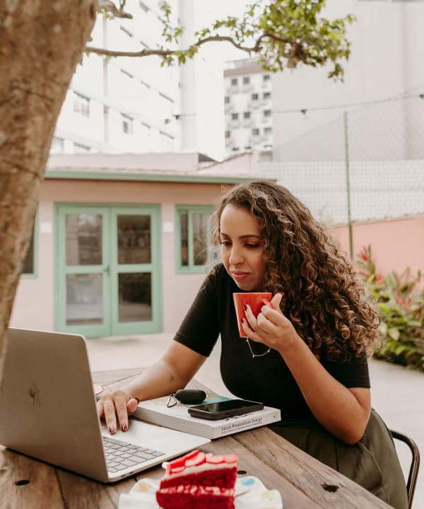 Freelance designer working at a desk