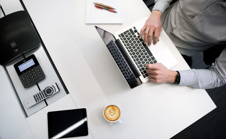 Man working from desk