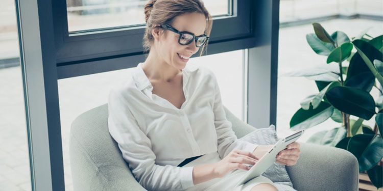 Woman working from desk