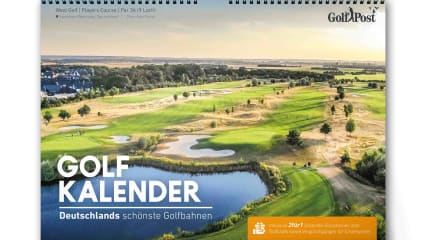 Ein Jahr voller GolfhöhepunkteJeden Morgen einige der schönsten Golfplätze Deutschlands sehen und dabei die wichtigsten Golfevents im Blick haben? Kein Problem mit dem Golf Post Golfkalender! Damit die Sehnsucht, welche die Bilder im Kalender ganz sicher wecken, auch in die Tat umgesetzt werden kann, enthält der Kalender zudem 13 x 2 für 1 Greenfee-Gutscheine, sowie einem 20 Euro GolfHouse Gutschein - und das bei einem Preis von nur 39,90 Euro.(Foto: Golf Post)