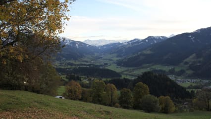 In den Alpentälern schmiegen sich die Dörfer an die Bergseiten.