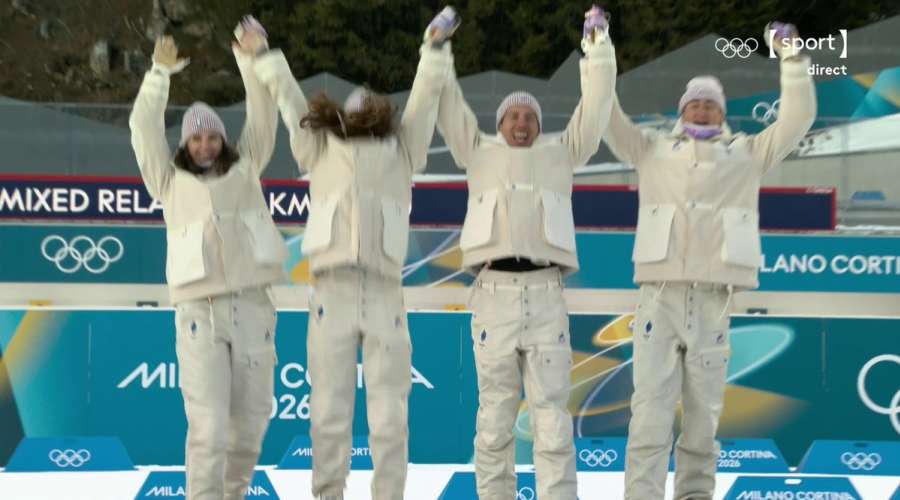 France wins Olympic biathlon mixed relay gold at Milano Cortina