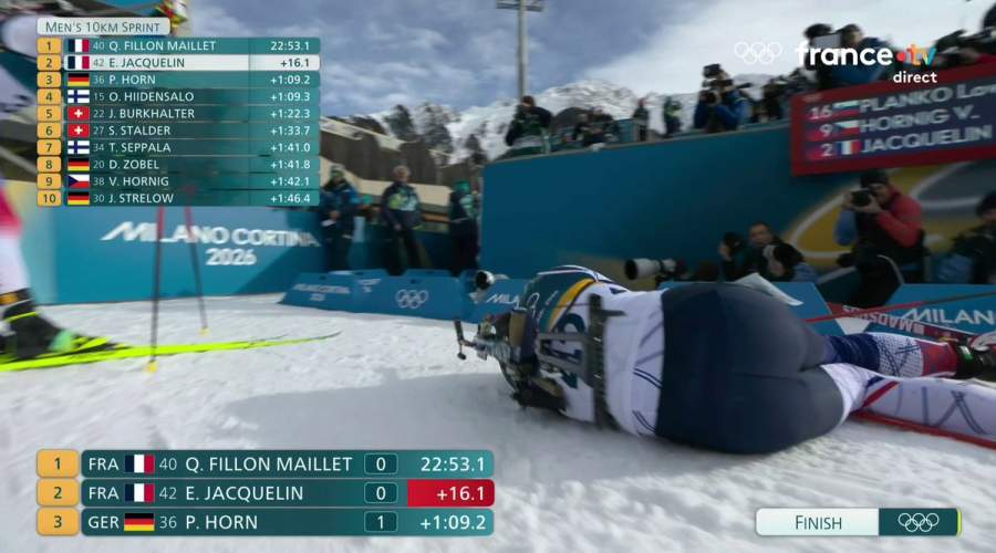 Jacquelin Provisional Second at Milano Cortina, 16 Seconds Behind Fillon Maillet