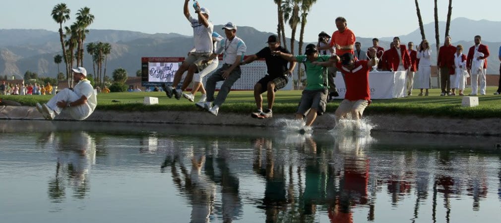 Für die Siegerin der Kraft Nabisco Championship und ihren Betreuerstab gehört der abschließende Sprung in Poppie's Pond am 18. Loch einfach dazu