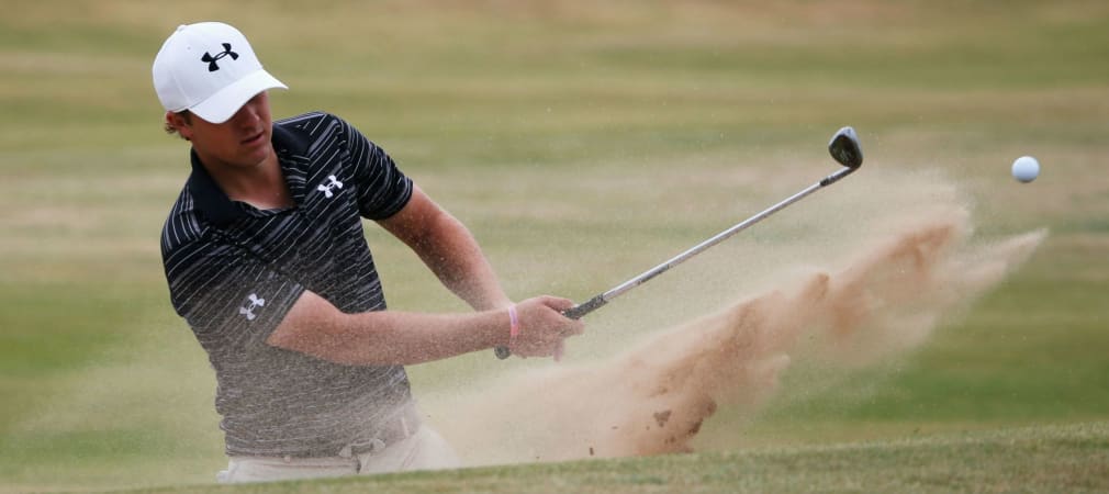Jordan Spieth gelang eine exakte Kopie seines Bunkerschlags von der John Deere Classic 2013.