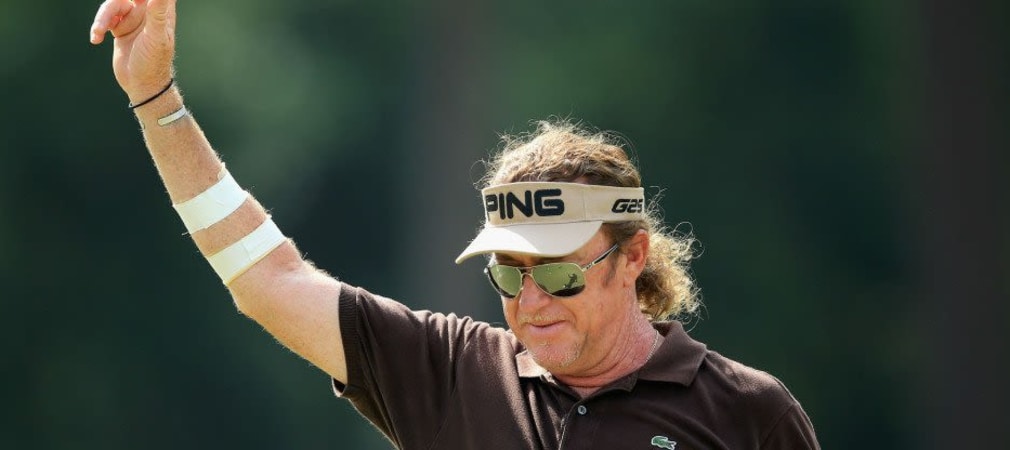 Miguel Angel Jiménez spielte am zweiten Tag der US Open einen der besonders spektakulären Schläge.