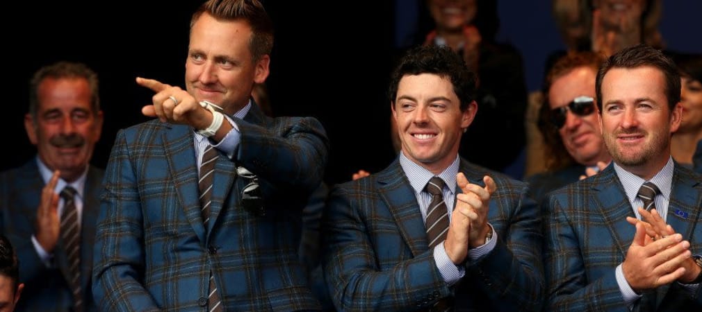 An ihnen führt im Team Europa kein Weg vorbei, sie geben die Richtung vor: Ian Poulter, Rory McIlroy und Graeme McDowell (v.l.).
