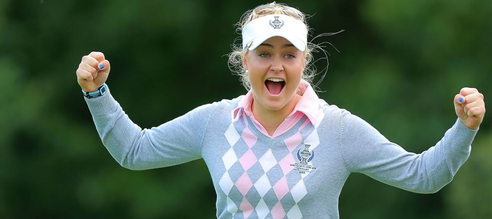 Charley Hull freut sich über einen gewonnenen Punkt beim Solheim Cup. (Foto: Getty)