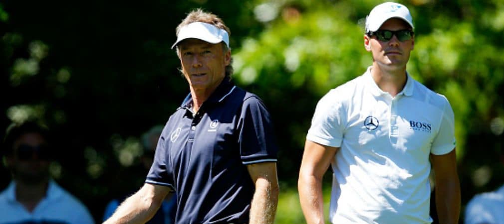 Martin Kaymer baute bei der Proberunde des Masters am Dienstag wie schon in den vergangenen Jahren auf die Erfahrung von Bernhard Langer. (Foto: Getty)