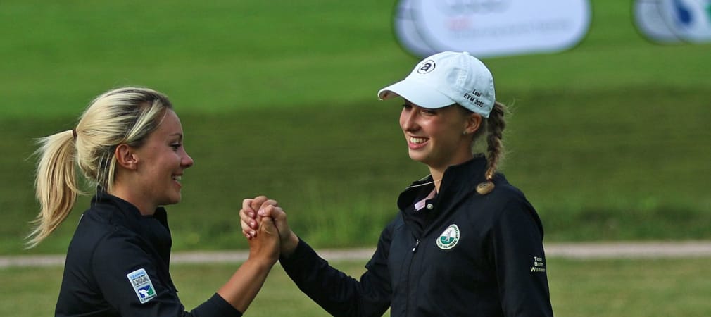 Hendrika Labsch und Alexandra Försterling brachten den besten Vierer-Score für den G&LC Wannsee ins Clubhaus (Foto: DGV/stebl)