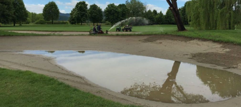 Starke Regenfälle über Nacht haben die erste Runde der Montecchia Open unspielbar gemacht. (Foto: twitter.com/Challenge_Tour)