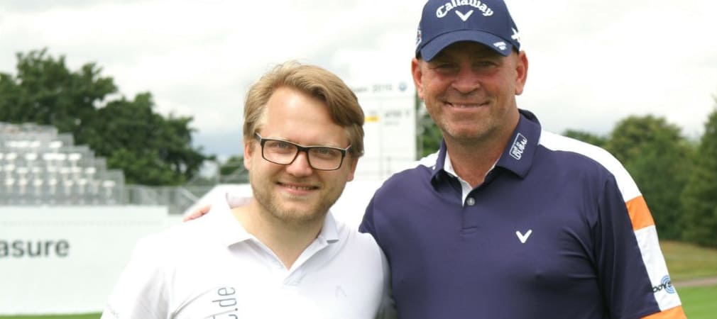 Thomas Björn mit Golf-Post-CEO Matthias Gräf beim Pro-Am der BMW International Open. (Foto: Golf Post)