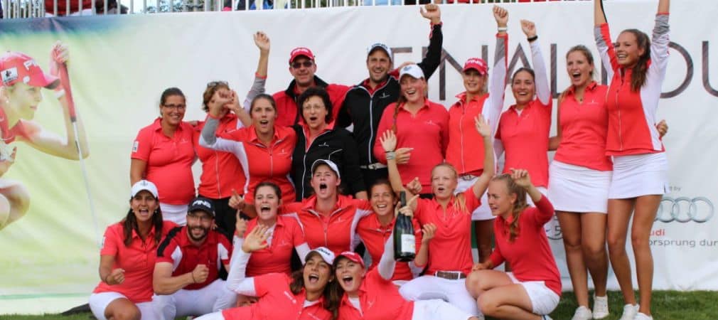 Die frischgebackenen Deutschen Mannschaftsmeisterinnen des GC St. Leon-Rot feiern den Titeln. (Foto: Golf Post)