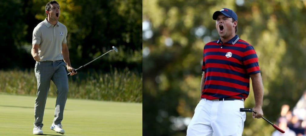 Die beiden Dominatoren der Fourballs am zweiten Tag beim Ryder Cup heißen Rory McIlroy und Patrick Reed. Beide spielten Golf von einem anderen Stern und sicherten ihrem Team jeweils einen Punkt. (Foto: Getty)