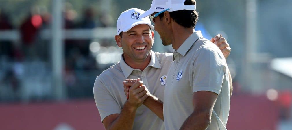 Sergio Garcia und Rafa Cabrera Bello sorgen für Euphorie bei Team Europa beim Ryder Cup 2016. (Foto: Getty)