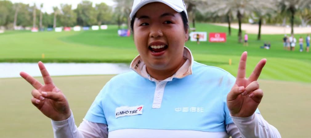 Shanshan Feng freut sich über ihren vierten Sieg beim Omega Dubai Ladies Masters. (Foto: Getty)