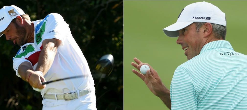 Matt Kuchar (re.) hat sich zum Auftakt der größten Golfparty des Jahres bei der Waste Management Phoenix Open die Führung gesichert. Alex Cejka mischt ebenfalls vorne mit. (Foto: Getty)