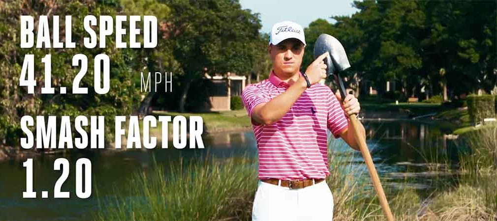 Egal womit, Justin Thomas erreicht unglaubliche Ballgeschwindigkeiten. (Foto: Screenshot)