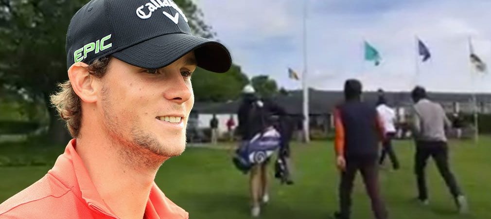 Thomas Pieters ist auf dem Platz der neue Caddie. (Foto: Facebook @Challenge Tour/Getty)