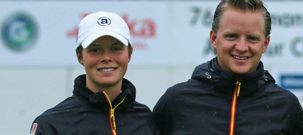 Mädchen-Bundestrainer und PJSC-Vize-Kapitän Sebastian Rühl (r.) mit seiner Spielerin Esther Henseleit (Foto: DGV/stebl)