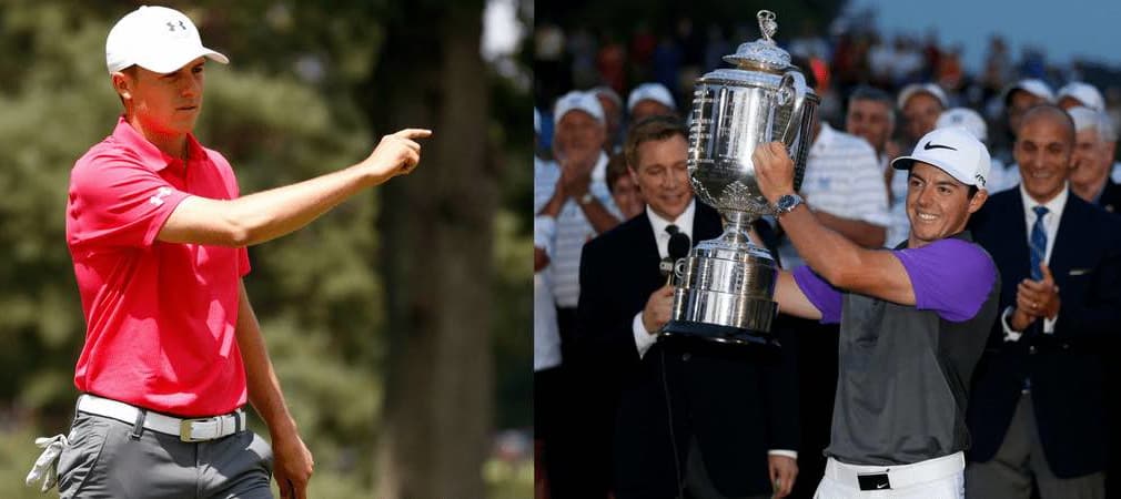 Jordan Spieth (li.) schiebt den zweimaligen PGA Championship Sieger Rory McIlroy die Favoritenrolle für das letzte major des Jahres zu. (Foto: Getty)