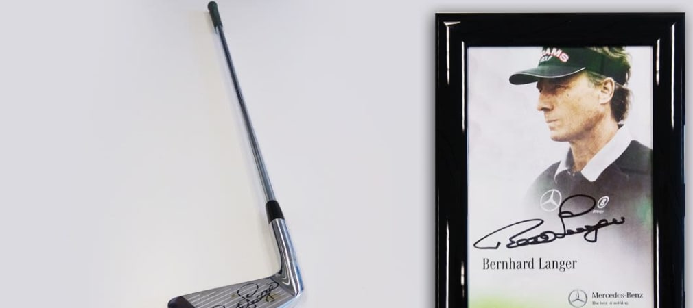 Bernhard Langer versteigert ein von ihm gespieltes Eisen 3 für wohltätige Zwecke. (Foto: United Charity)