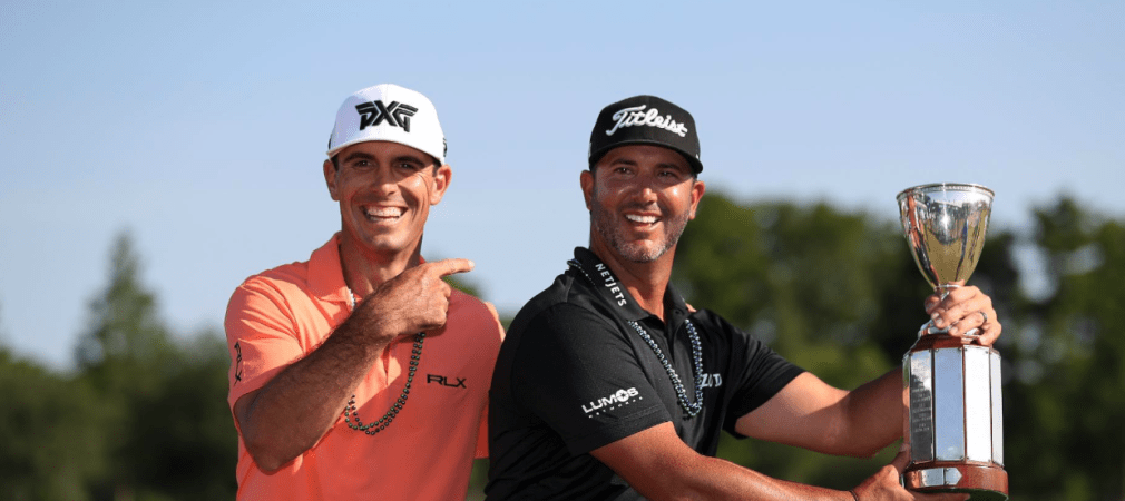Gut gelaunt nach ihrem Sieg auf der PGA Tour: Billy Horschel und Scott Piercy. (Foto: Twitter/PGATOUR)
