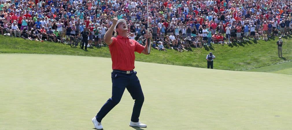 Bryson DeChambeau siegt mit großem Jubel im Stechen des Memorial Tournaments in Dublin, Ohio. (Foto: Getty)