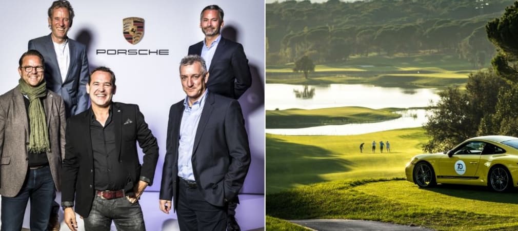 Die Einzelsieger Florian Almeling (Netto B), Axel Ritzau (Brutto), Jörg Albrecht (Netto C, vordere Reihe von links) und Gerhard Weiler (Netto A, hintere Reihe links) vertreten Team Deutschland beim Weltfinale im Mai 2019 auf Mallorca. (Fotos: Porsche Golf Cup)