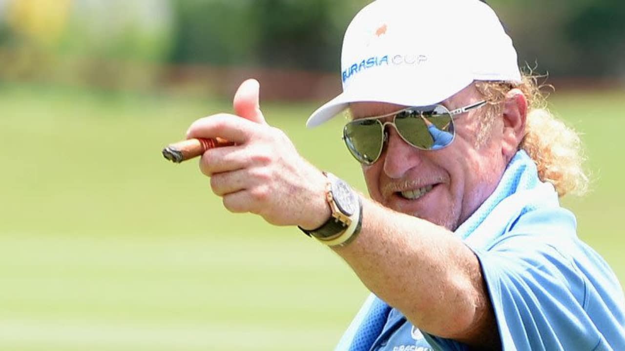 Sehr gute Laune bei Miguel Ángel Jiménez nach Tag eins des EurAsia Cups in Malaysia. Er brachte als Kapitän das Team Europa auf Kurs Titelgewinn