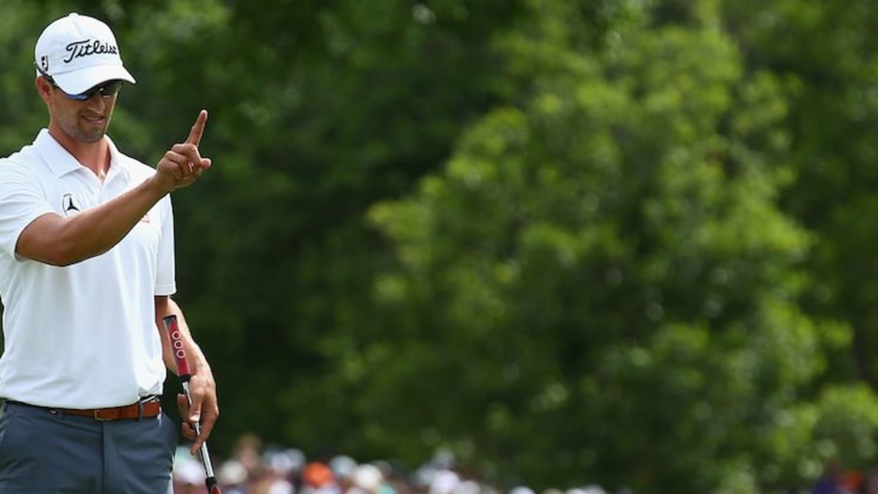 Adam Scott nutzt das AimPoint Express System für die Berechnung seiner Putts (Foto: Getty)
