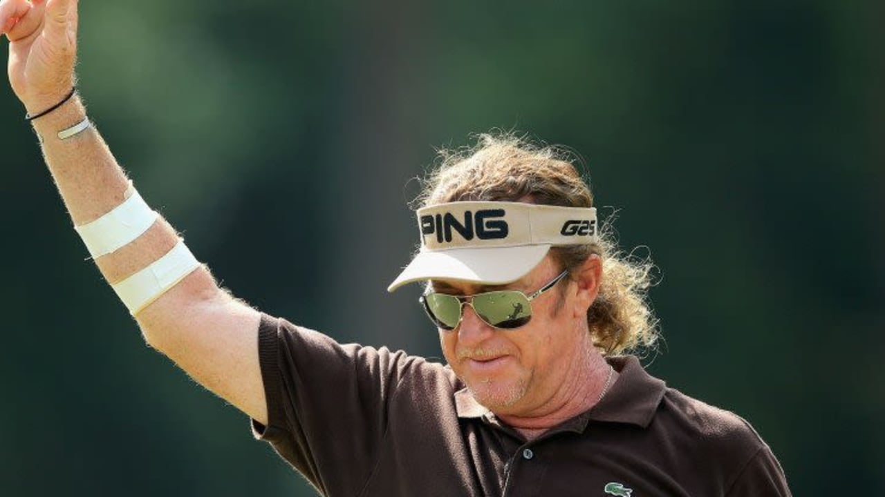 Miguel Angel Jiménez spielte am zweiten Tag der US Open einen der besonders spektakulären Schläge.