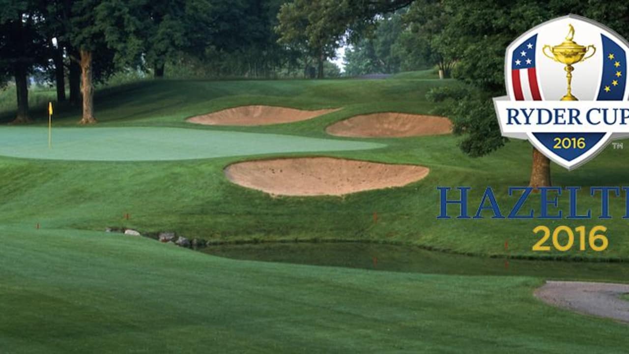 Loch 17 auf dem Hazeltine National Golf Club. Hier werden sich 2016 die USA und Europa im Ryder Cup duellieren.
