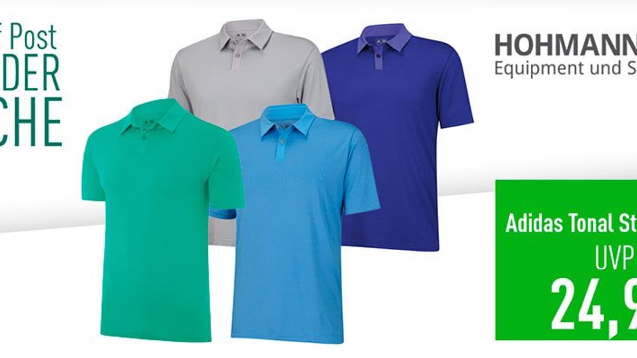 Diese Woche im Angebot bei Hohmann Golf: Das Adidas Tonal Stripe Poloshirt (Foto: Golf Post)