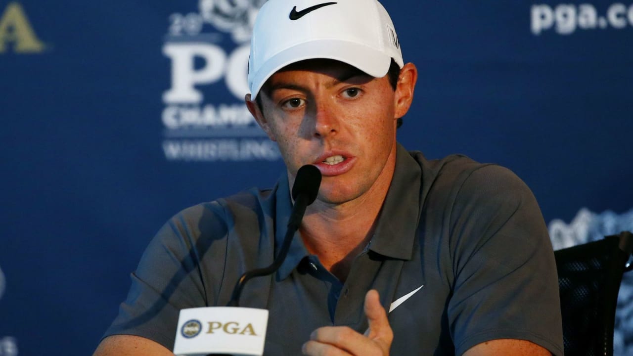 Rory Mcllroy auf der Pressekonferenz vor dem Major in Whistling Straits. (Foto:getty)