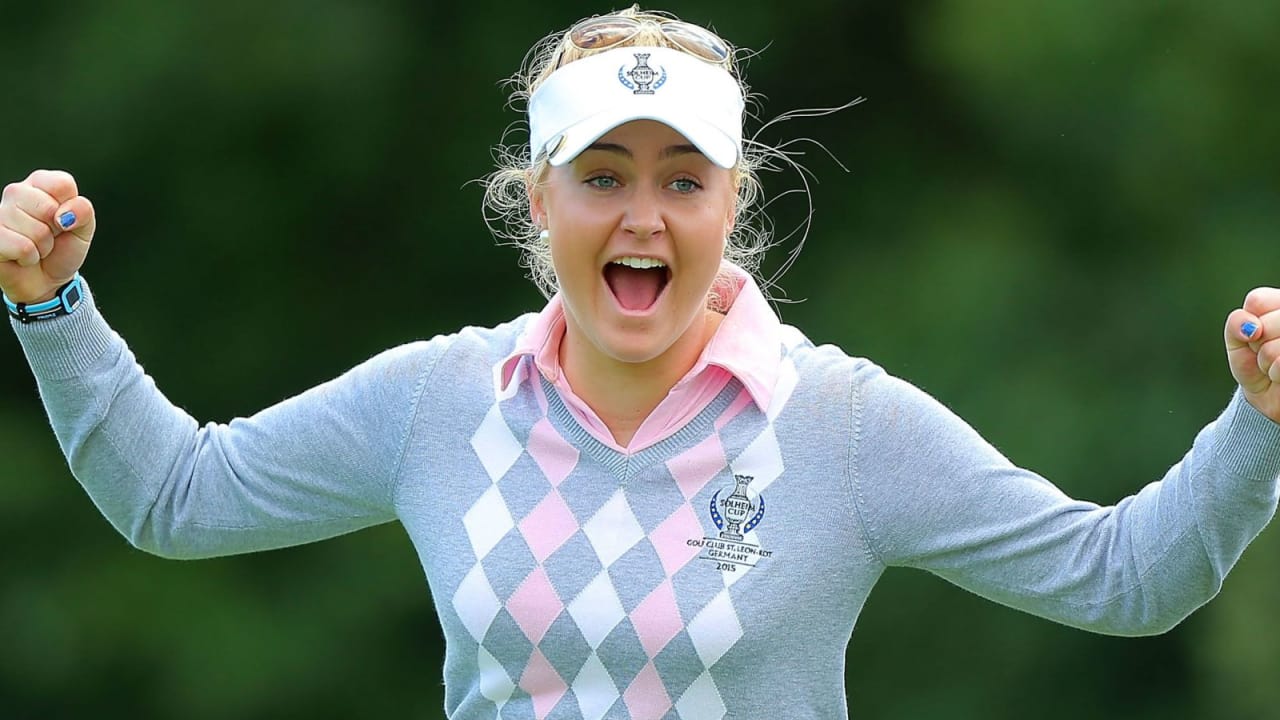 Charley Hull freut sich über einen gewonnenen Punkt beim Solheim Cup. (Foto: Getty)