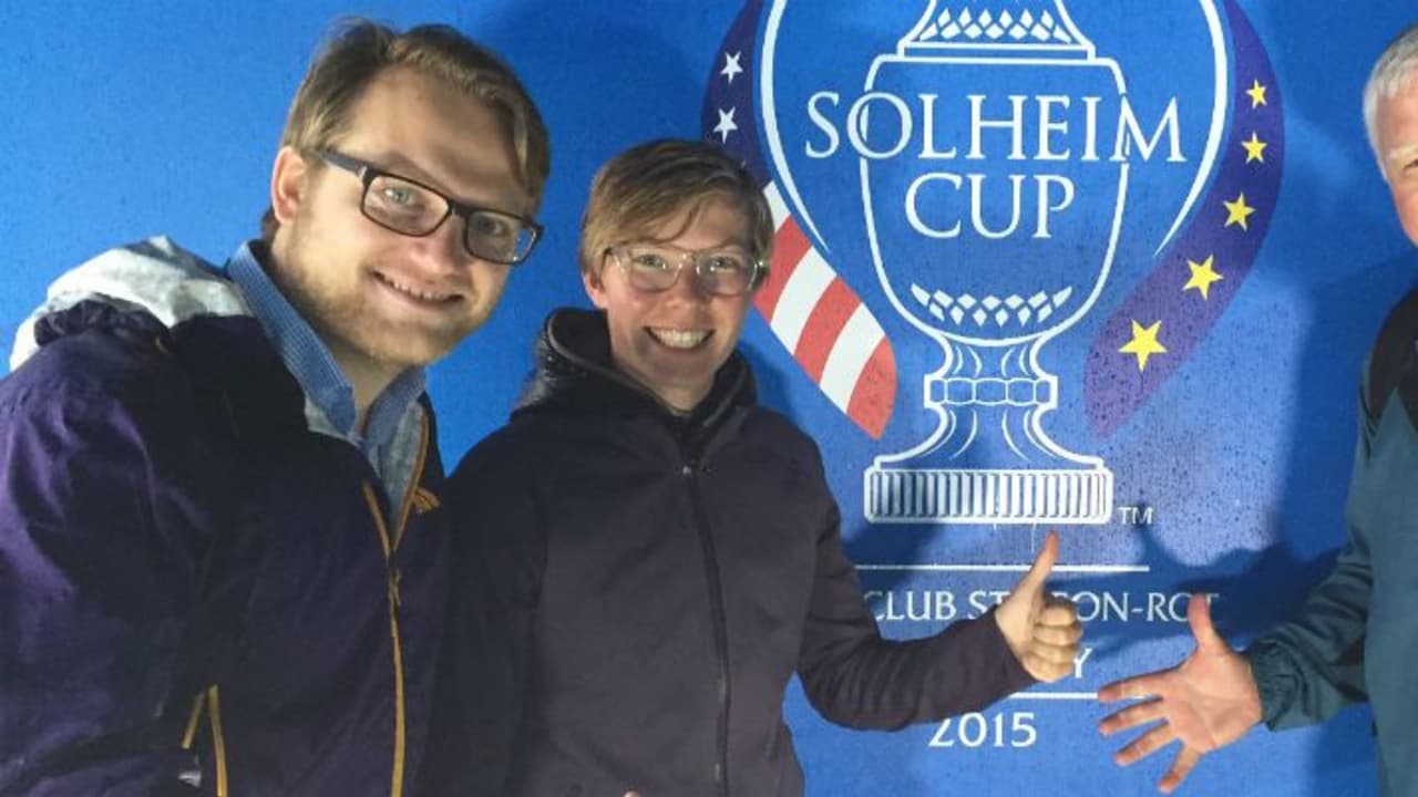 Matthias Gräf (l.) trifft in St.Leon-Rot Ann-Kathrin Lindner und Frank Adamowicz zum Solheim Cup 2015 Golf Post Talk.