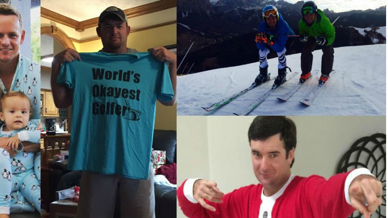 So oder ähnlich verbringen die Golfstars Weihnachten. (Fotos: Twitter - @mkaymer59, @jbholmesgolf, @BubbaWatson; Instagram @lukedonald)
