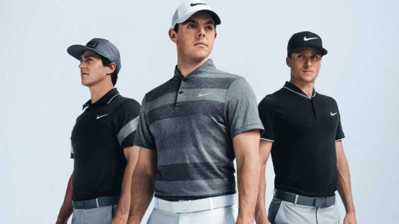 Rory McIlroy, Thorbjörn Olesen und Scott Pinckney präsentieren die Modeneuheiten von Nike. (Foto: Nike)