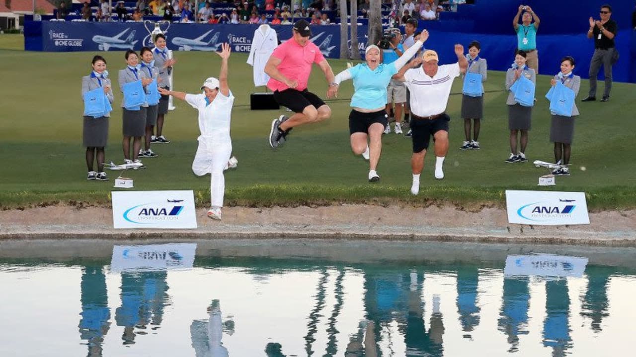 Wochenvorschau: Neben dem Sprung in Poppy's Pond bei der ANA Inspiration gibt#s auch Golfpros bei der Shell Houston Open zu sehen. (Foto: Getty)